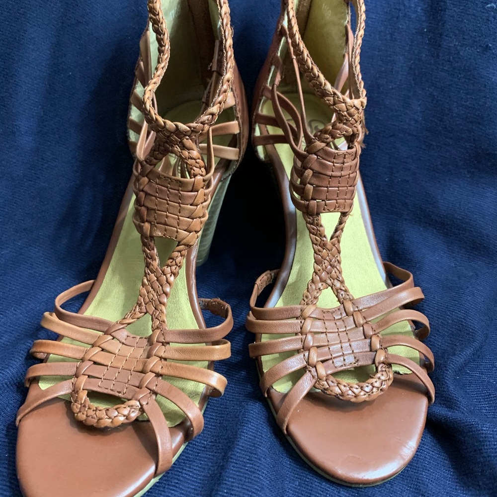 Boho leather braided cage sandals